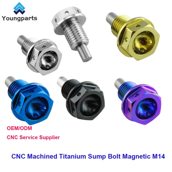 Parafuso de cárter magnético M14 feito de titânio usinado CNC